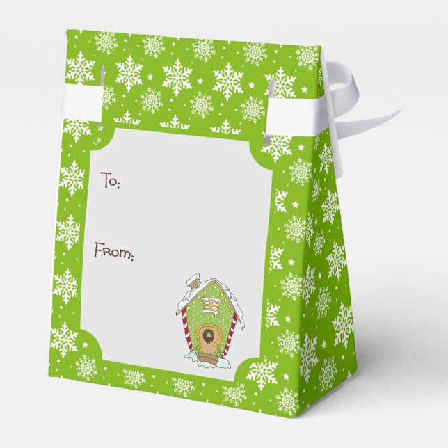 Green Snowflake Christmas Gift Favor Box (Back Side)
