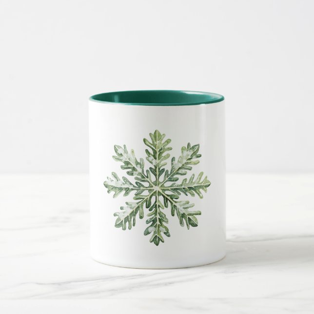 Green Snowflake Christmas  Mug (Center)