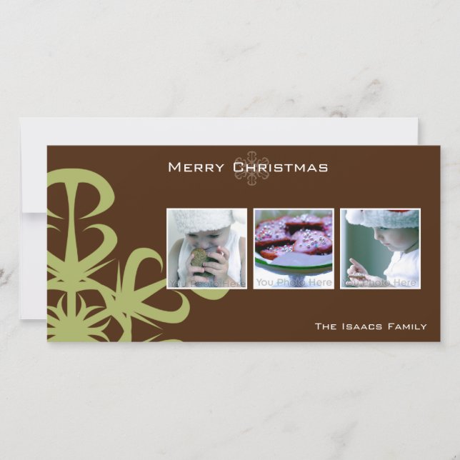 Green snowflake christmas photcard holiday card (Front)