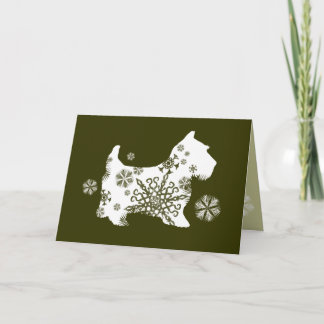 Green Snowflake Dog Holiday Greeting Card