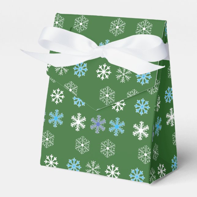 Green Snowflake Favor Box (Front Side)