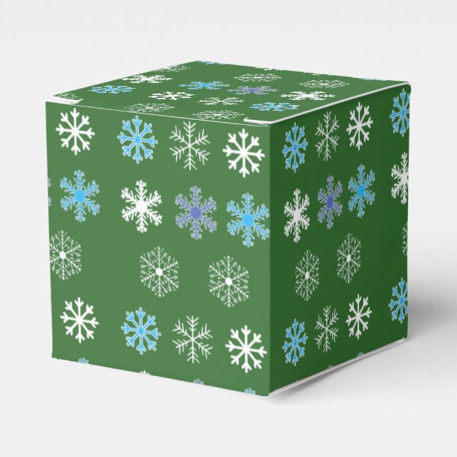 Green Snowflake Favor Box (Front Side)