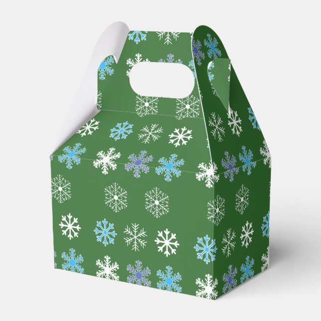 Green Snowflake Favor Box (Front Side)