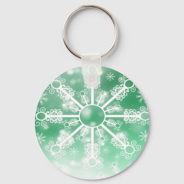 Green Snowflake Keychain (Front)