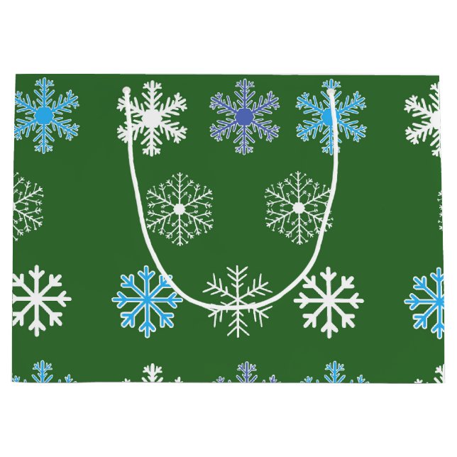 Green Snowflake Large Gift Bag (Front)