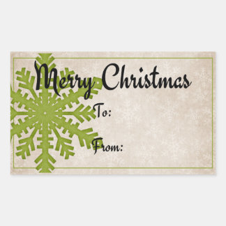 Green Snowflake | Merry Christmas Gift Rectangular Sticker