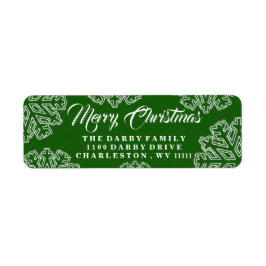 Green Snowflake Merry Christmas Label