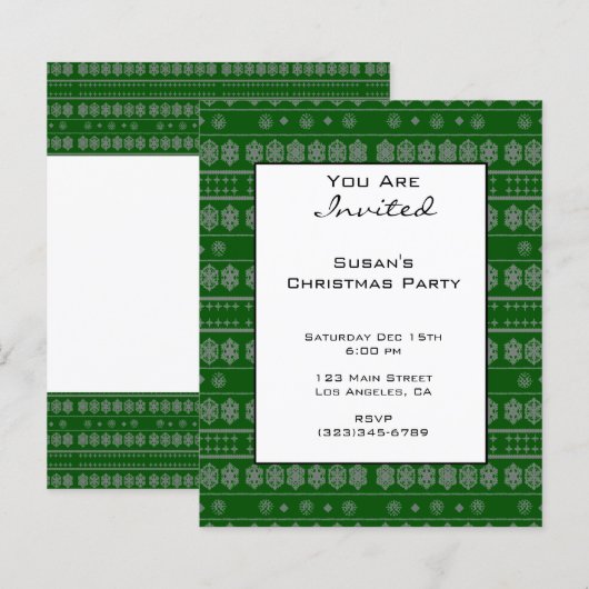 Green Snowflake Pattern (Front/Back)