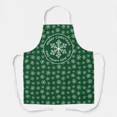 Green Snowflake Pattern Apron