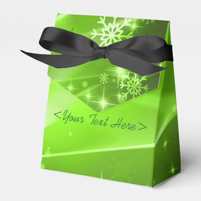 Green Snowflake Pattern Christmas Favor Box (Front Side)