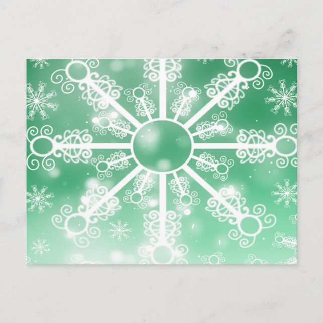 Green Snowflake Postcard (Front)