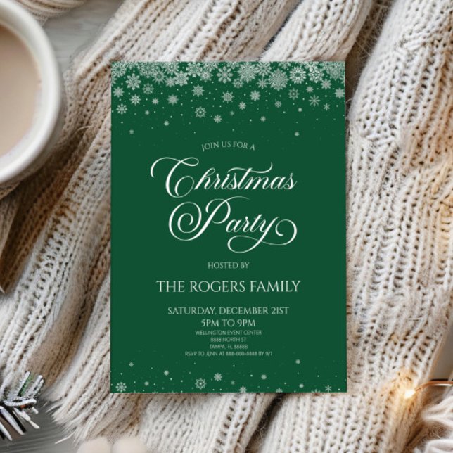 Green Snowflake Winter Christmas Party Invitation (Creator Uploaded)