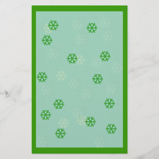 Green Snowflake Winter Stationary Stationery (Front)
