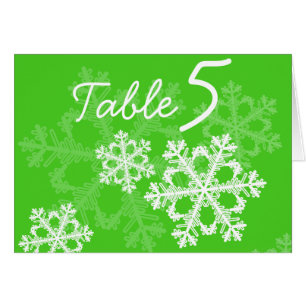 Green Snowflakes Christmas Table Number Card