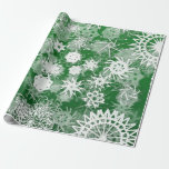 Green Snowflakes Holiday Wrapping Paper