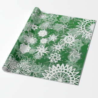 Green Snowflakes Holiday Wrapping Paper