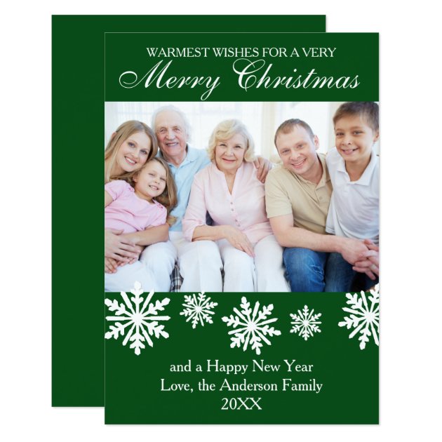 Green Snowflakes Photo - 3x5 Christmas Card