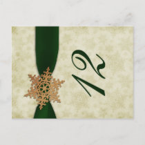 green snowflakes winter wedding table numbers