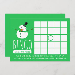 Green Snowman, Christmas Party Bingo Invitation