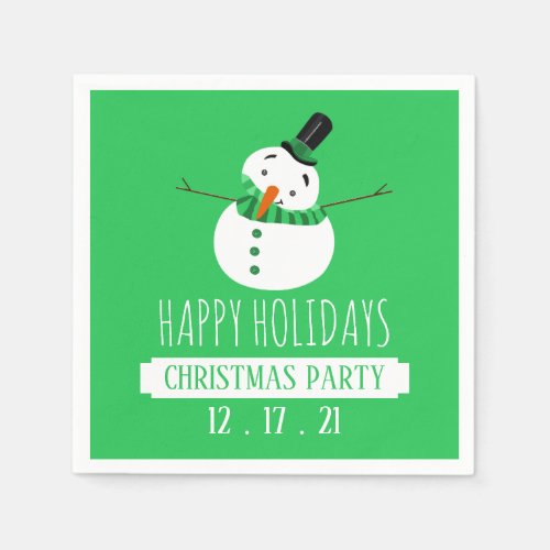 Green Snowman Christmas Party Napkins