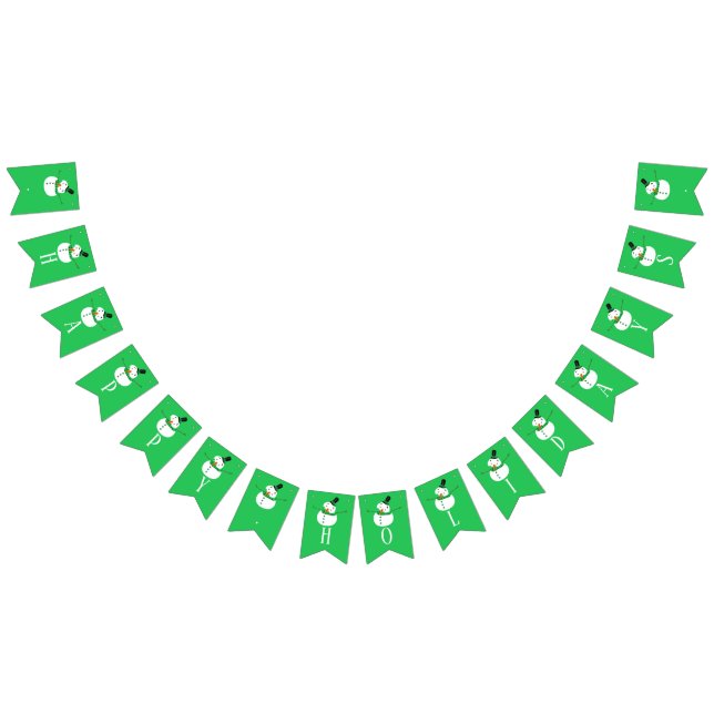 Green Snowman, Happy Holidays Bunting Flags (All)