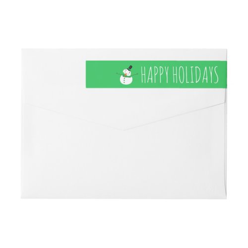 Green Snowman Happy Holidays Wrap Around Label