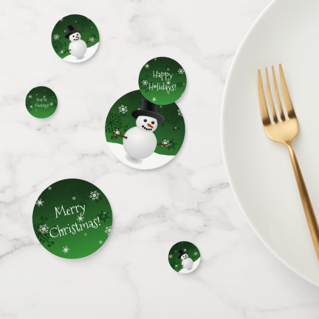 Green Snowman Winter Scene Christmas Confetti (Group)