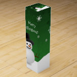 Green Snowman Winter Scene Christmas Wine Gift Box<br><div class="desc">Gift some Christmas Spirit this holiday season with this whimsical Green Snowman Winter Scene Christmas Wine Gift Box. Gift Box design features a happy snowman in a snowy wintry scene against a green background adorned with matching color snowflakes. Additional gift and holiday items available with this design as well.</div>