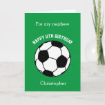 Green Soccer 11th Birthday Card<br><div class="desc">A green soccer 11th birthday card for nephew, son, godson, etc. You will be able to easily personalize the front of this soccer sport birthday card with his name. The inside card message and the back of the card can also be edited. This personalized soccer 11th birthday card for him...</div>