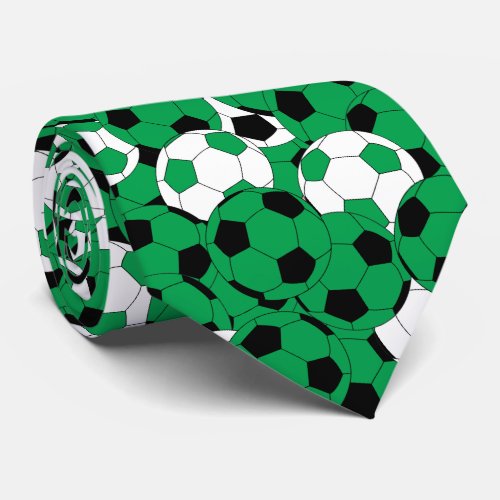 Green Soccer Ball Collage _ Two Side Print Neck Tie