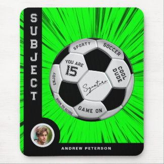Green Soccer Ball Custom Birthday Mouse Pad