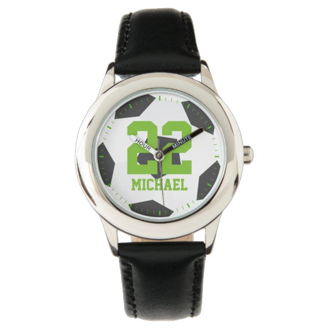 Green Soccer Ball Jersey Number Watch (Front)