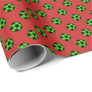 Green Soccer Ball Pattern Wrapping Paper