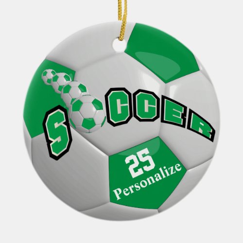 Green Soccer Ball  Personalize Ceramic Ornament