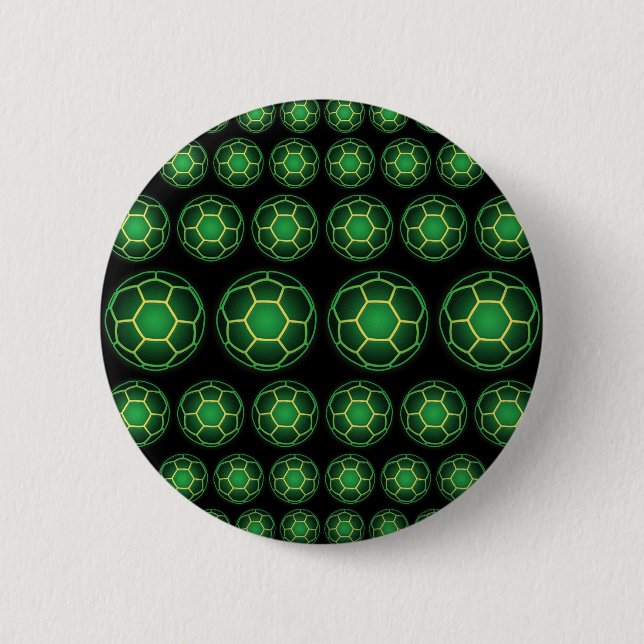 Green soccer balls pinback button (Front)