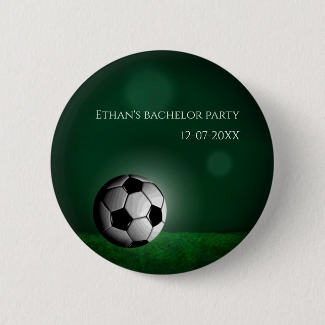 Green Soccer Birthday / Bachelor Party Button (Front)