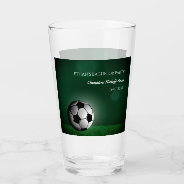 Green Soccer Birthday / Bachelor Party Glass (Front)