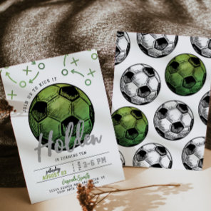 Green Soccer Birthday Invitation