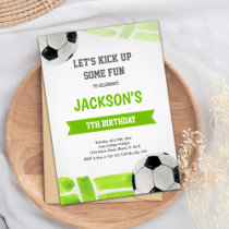 Green Soccer Birthday Invitations