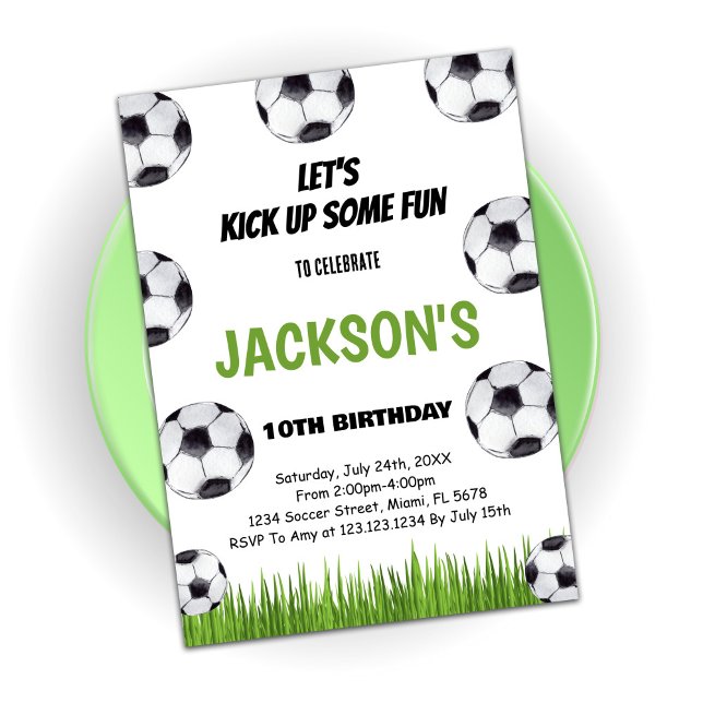 Green Soccer Birthday Party Invitation (Creator Uploaded)