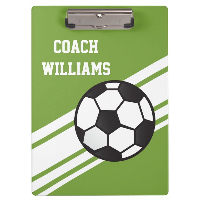 Green Soccer Coach Personalized Clipboard (Front)