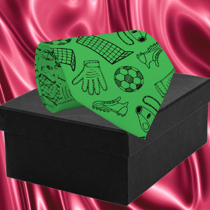 Green Soccer Equipment Pattern Neck Tie