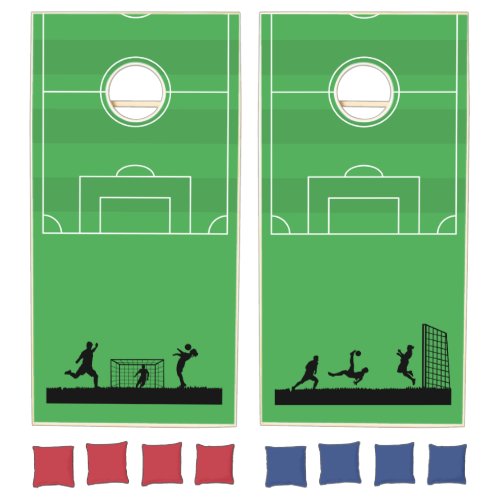 Green Soccer Field Lawn Cornhole Set