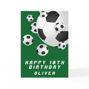 Green Soccer Football Ball Kids Boy Happy Birthday Card