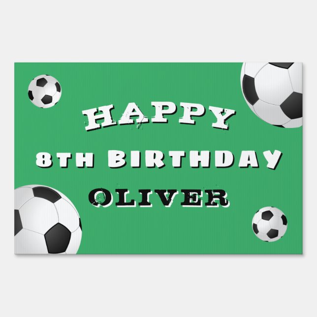 Green Soccer Football Ball Sports Birthday Party Sign (Front)