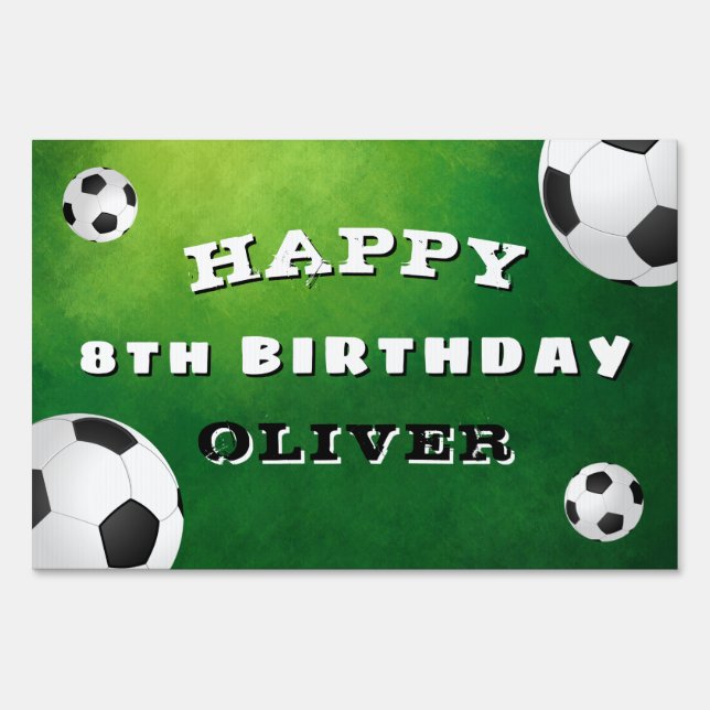 Green Soccer Football Ball Sports Birthday Party Sign (Back)