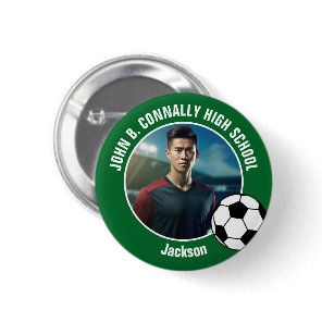 Green Soccer Player Photo High School Spirit Button