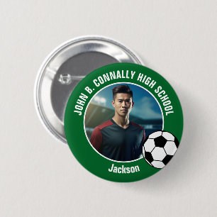 Green Soccer Player Photo High School Spirit Button
