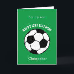 Green Soccer Sport 10th Birthday Card<br><div class="desc">A green soccer sport 10th birthday card for son, godson, grandson, etc. You can easily personalize the front of this green sports 10 birthday card with his name. The inside reads a birthday message, which you can easily edit as well. You can personalize the back of this soccer birthday card...</div>