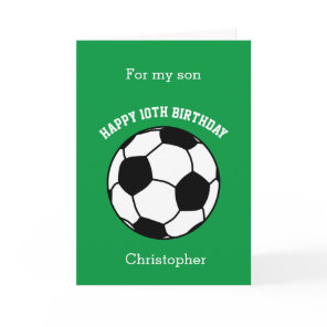 Green Soccer Sport 10th Birthday Card